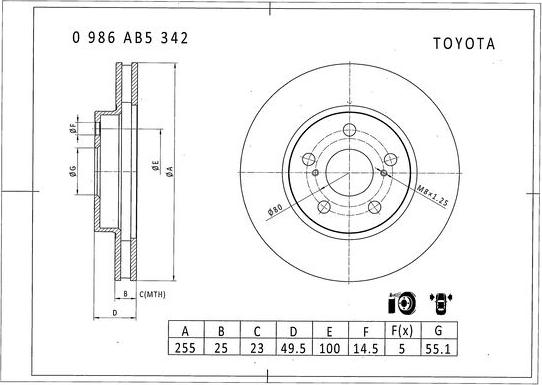 BOSCH 0 986 AB5 342 - Discofreno autozon.pro