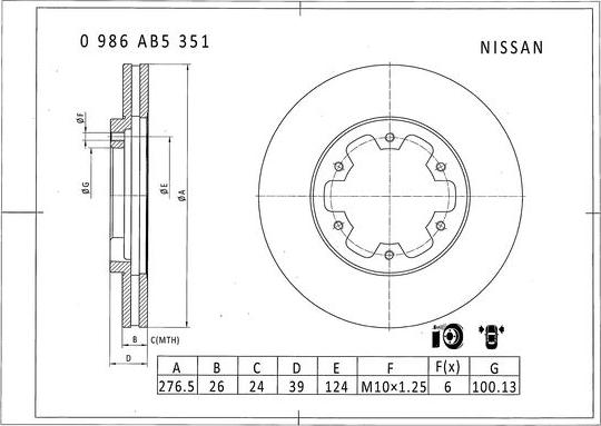 BOSCH 0 986 AB5 351 - Discofreno autozon.pro