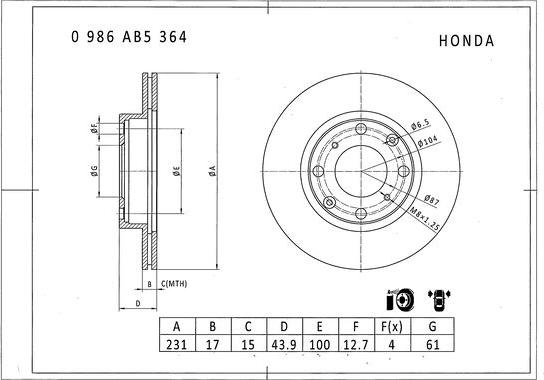 BOSCH 0 986 AB5 364 - Discofreno autozon.pro