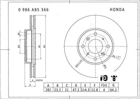 BOSCH 0 986 AB5 366 - Discofreno autozon.pro