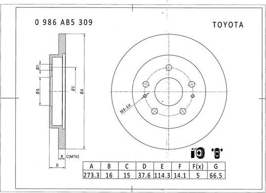 BOSCH 0 986 AB5 309 - Discofreno autozon.pro