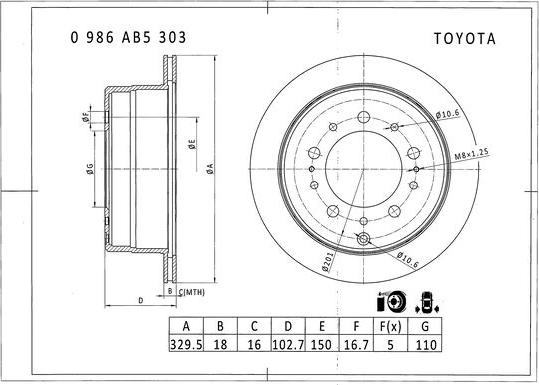 BOSCH 0 986 AB5 303 - Discofreno autozon.pro