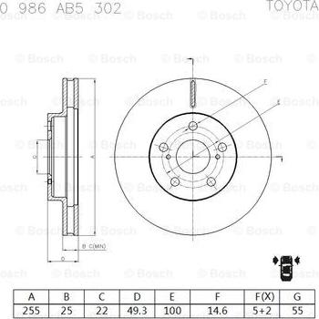 BOSCH 0 986 AB5 302 - Discofreno autozon.pro