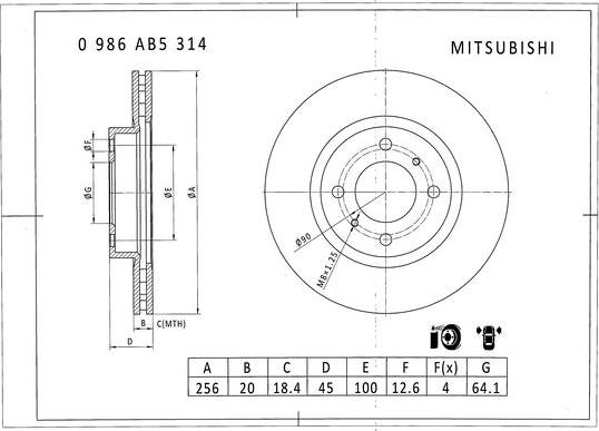 BOSCH 0 986 AB5 314 - Discofreno autozon.pro