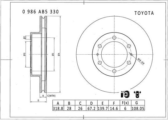 BOSCH 0 986 AB5 330 - Discofreno autozon.pro