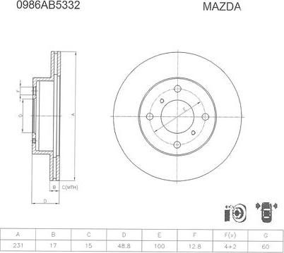 BOSCH 0 986 AB5 332 - Discofreno autozon.pro