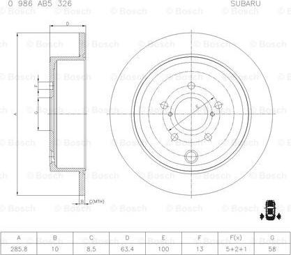 BOSCH 0 986 AB5 326 - Discofreno autozon.pro