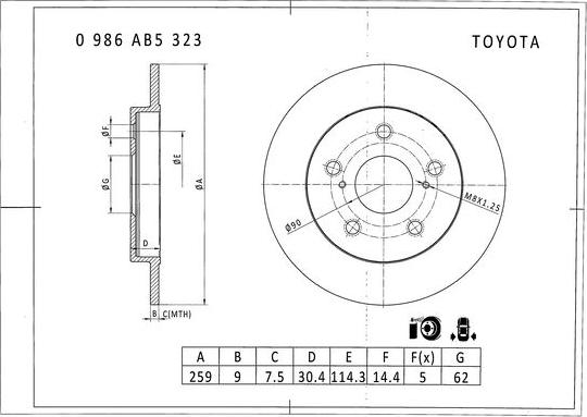 BOSCH 0 986 AB5 323 - Discofreno autozon.pro