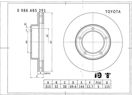 BOSCH 0 986 AB5 291 - Discofreno autozon.pro