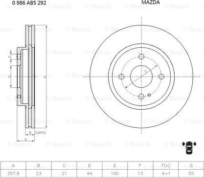 BOSCH 0 986 AB5 292 - Discofreno autozon.pro