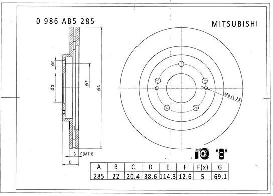 BOSCH 0 986 AB5 285 - Discofreno autozon.pro