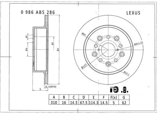 BOSCH 0 986 AB5 286 - Discofreno autozon.pro