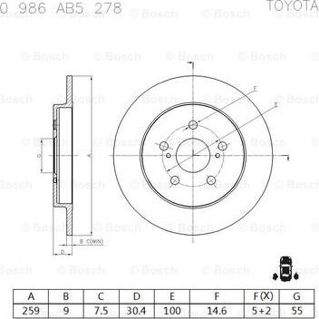 BOSCH 0 986 AB5 278 - Discofreno autozon.pro