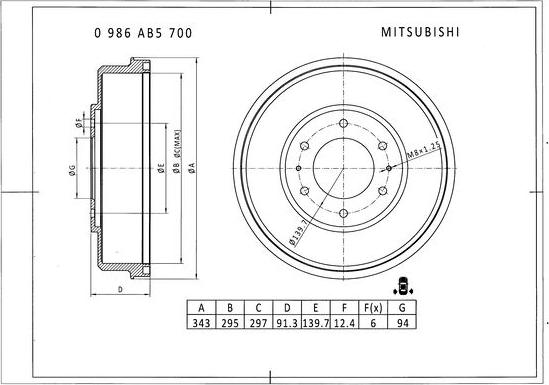 BOSCH 0 986 AB5 700 - Tamburo freno autozon.pro