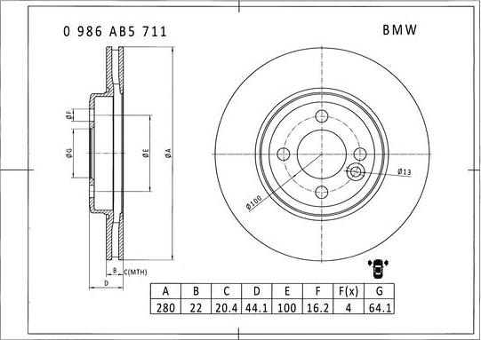 BOSCH 0 986 AB5 711 - Discofreno autozon.pro