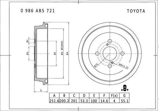 BOSCH 0 986 AB5 721 - Tamburo freno autozon.pro