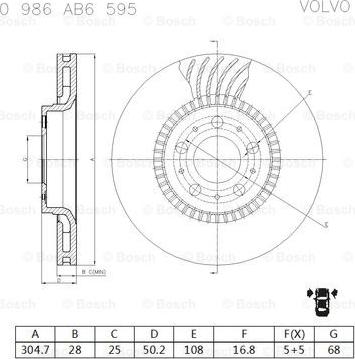 BOSCH 0 986 AB6 595 - Discofreno autozon.pro