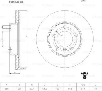 BOSCH 0 986 AB6 576 - Discofreno autozon.pro