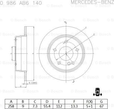 BOSCH 0 986 AB6 140 - Discofreno autozon.pro