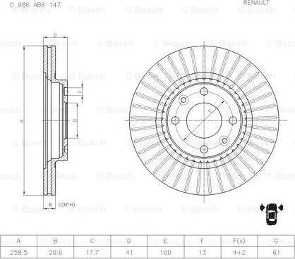 BOSCH 0 986 AB6 147 - Discofreno autozon.pro