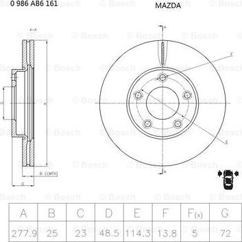 BOSCH 0 986 AB6 161 - Discofreno autozon.pro