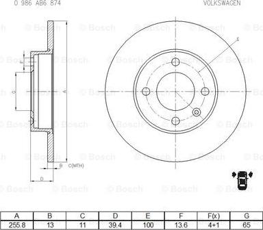 BOSCH 0 986 AB6 874 - Discofreno autozon.pro