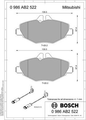 BOSCH 0 986 AB2 522 - Kit pastiglie freno, Freno a disco autozon.pro