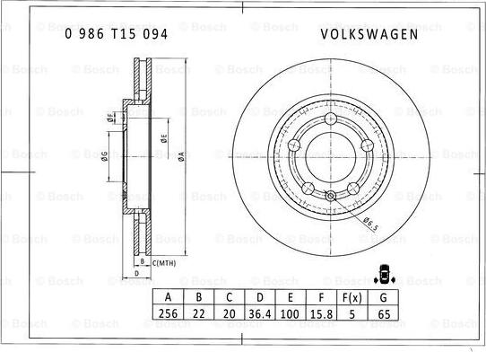 BOSCH 0 986 T15 094 - Discofreno autozon.pro