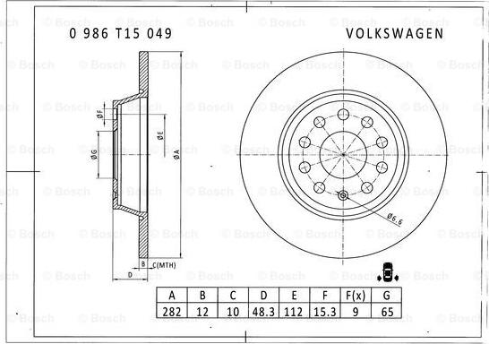 BOSCH 0 986 T15 049 - Discofreno autozon.pro