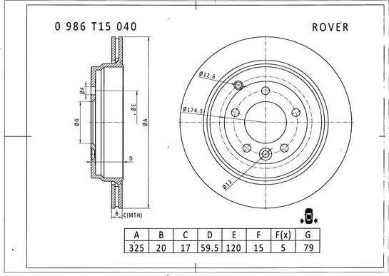 BOSCH 0 986 T15 040 - Discofreno autozon.pro