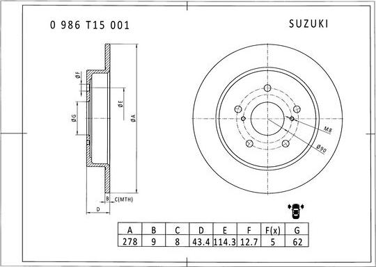 BOSCH 0 986 T15 001 - Discofreno autozon.pro