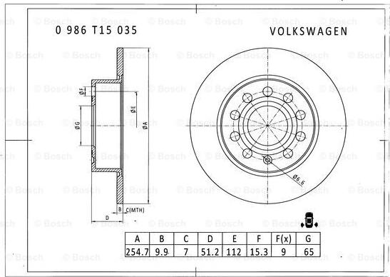 BOSCH 0 986 T15 035 - Discofreno autozon.pro