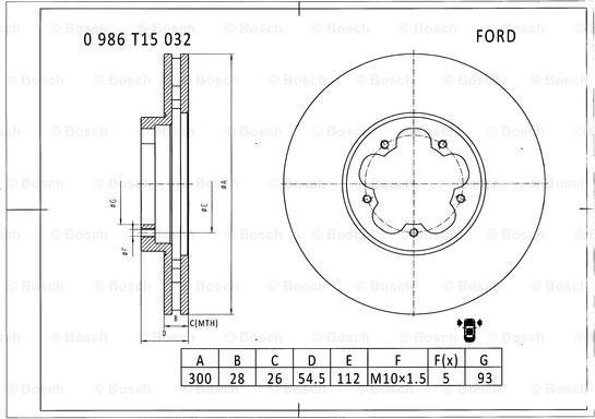 BOSCH 0 986 T15 032 - Discofreno autozon.pro