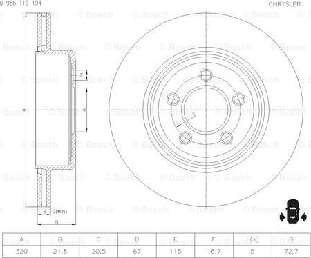 BOSCH 0 986 T15 194 - Discofreno autozon.pro