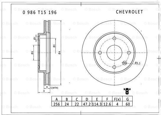 BOSCH 0 986 T15 196 - Discofreno autozon.pro