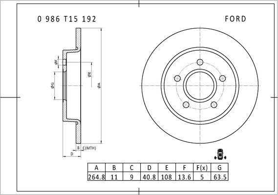 BOSCH 0 986 T15 192 - Discofreno autozon.pro