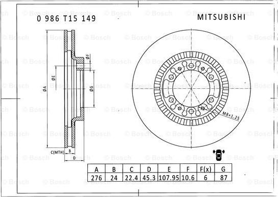 BOSCH 0 986 T15 149 - Discofreno autozon.pro