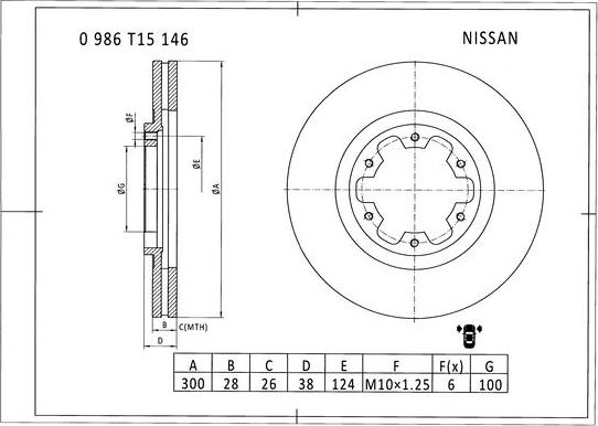 BOSCH 0 986 T15 146 - Discofreno autozon.pro