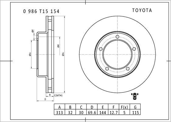 BOSCH 0 986 T15 154 - Discofreno autozon.pro