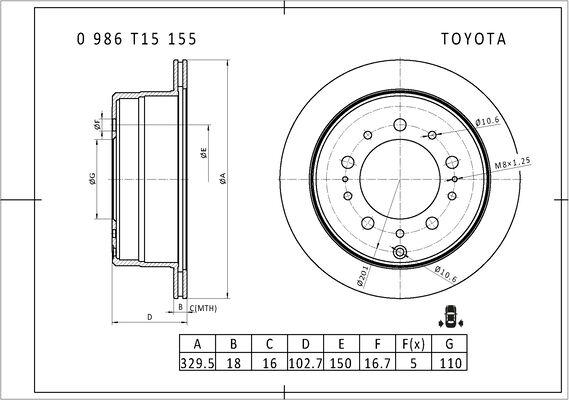 BOSCH 0 986 T15 155 - Discofreno autozon.pro