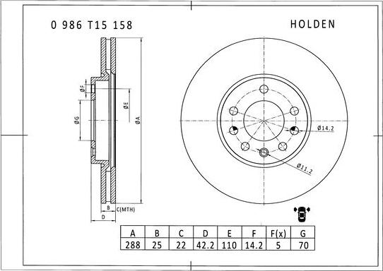 BOSCH 0 986 T15 158 - Discofreno autozon.pro