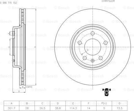 BOSCH 0 986 T15 152 - Discofreno autozon.pro