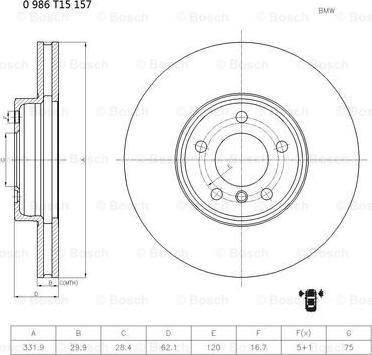 BOSCH 0 986 T15 157 - Discofreno autozon.pro