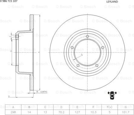 BOSCH 0 986 T15 107 - Discofreno autozon.pro