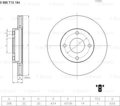 BOSCH 0 986 T15 184 - Discofreno autozon.pro