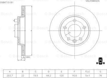 BOSCH 0 986 T15 181 - Discofreno autozon.pro