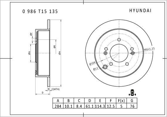 BOSCH 0 986 T15 135 - Discofreno autozon.pro