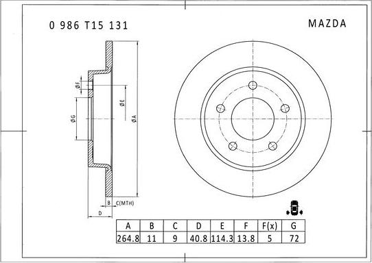 BOSCH 0 986 T15 131 - Discofreno autozon.pro