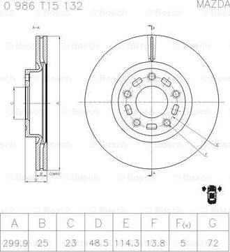 BOSCH 0 986 T15 132 - Discofreno autozon.pro