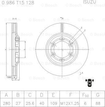 BOSCH 0 986 T15 128 - Discofreno autozon.pro